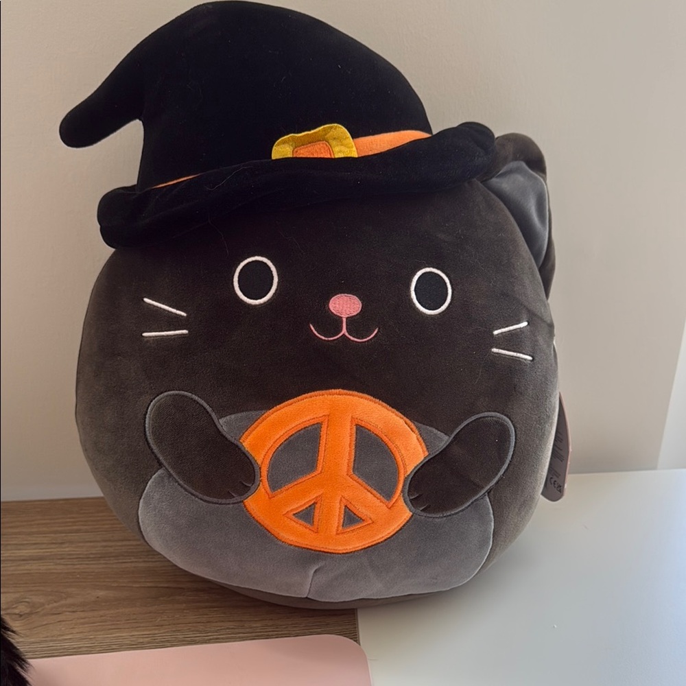 Squishmallows Halloween Cat Plush - Black and Orange